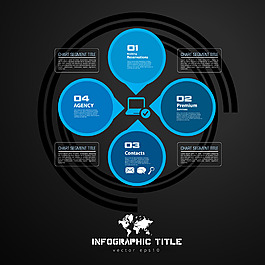 蓝色商务圆环图表图片