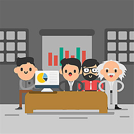 商務(wù)辦公人物矢量圖