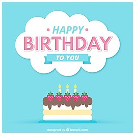 草莓蛋糕生日卡