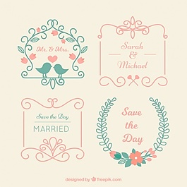 一套裝飾復古婚禮貼