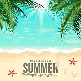 夏日沙灘矢量插畫