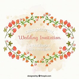 鮮花手繪婚禮請柬