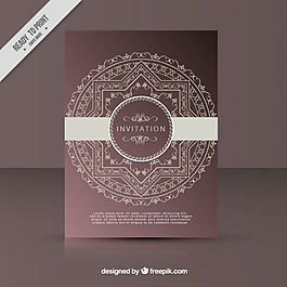 帶有圓形裝飾框的精美請(qǐng)柬