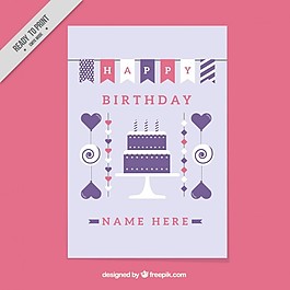 老式生日卡與元素在平面設(shè)計(jì)