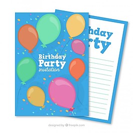 手绘彩色气球生日卡