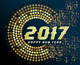 金色圆环2017年新年贺卡矢量素材