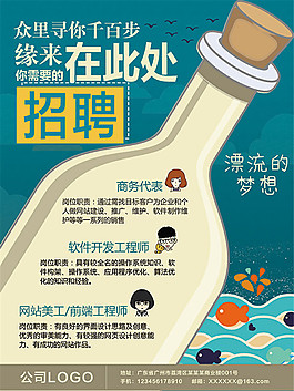 卡通扁平招聘海報(bào)