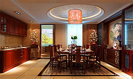 中式餐廳模型