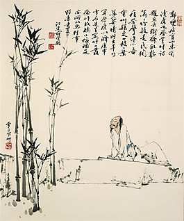 國畫竹報平安玄關圖