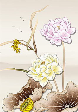 荷花蓮葉玄關圖