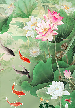 荷花蓮葉玄關圖