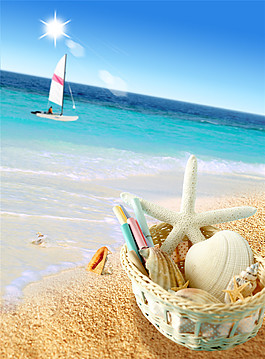 夏季海灘圖