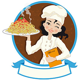 卡通女廚師插畫