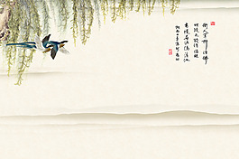 笔花春雨彩喷背景墙
