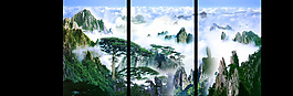 風景家居三聯(lián)畫裝飾畫