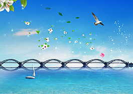 蓝天背景装饰画