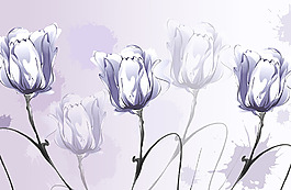 簡單花卉背景墻
