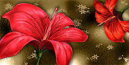 紅色花卉背景墻