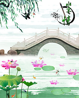 荷塘風(fēng)景裝飾畫