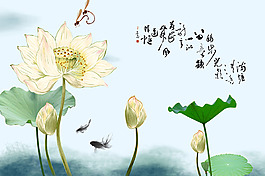 古典荷花裝飾畫