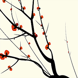 空靈梅枝背景裝飾畫(huà)