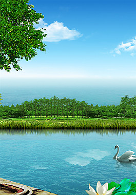 湖面風(fēng)景裝飾畫