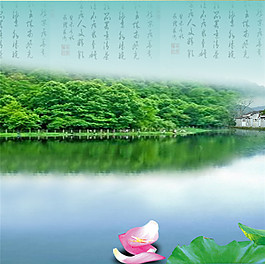 湖面風景裝飾畫