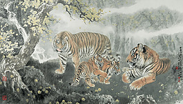 老虎场景装饰画
