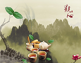 茶道裝飾畫背景墻
