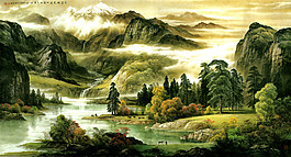 中式大山風(fēng)景裝飾背景墻