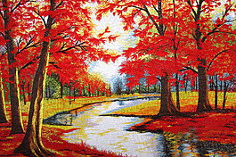 紅色楓葉林裝飾背景墻