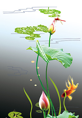 荷花背景裝飾畫