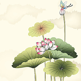 荷花背景裝飾畫