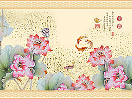 古典荷花裝飾背景