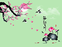 簡約花卉背景墻