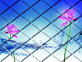 水紋花卉裝飾背景墻