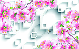 粉色花卉裝飾墻
