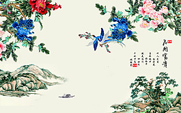 牡丹花卉背景墻