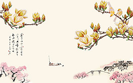 金色花卉裝飾背景墻