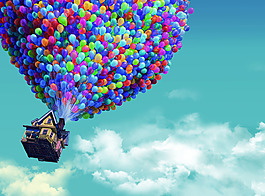 氣球飛屋裝飾背景