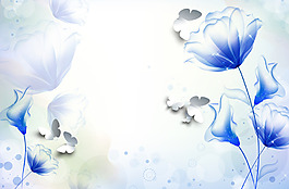 藍(lán)色花朵時(shí)尚背景墻