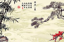 竹子花卉背景