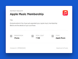 Apple Music 邮件票据