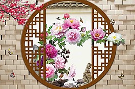 古代門窗裝飾背景墻