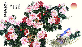 牡丹花卉素材背景裝飾