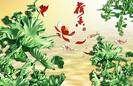 荷花抽象裝飾背景墻