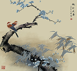 水墨樹枝裝飾背景墻