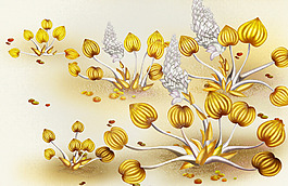 金色裝飾花卉背景墻
