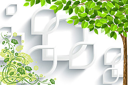 樹葉花藤裝飾畫