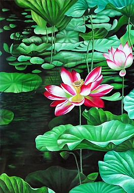 荷花蓮葉裝飾畫